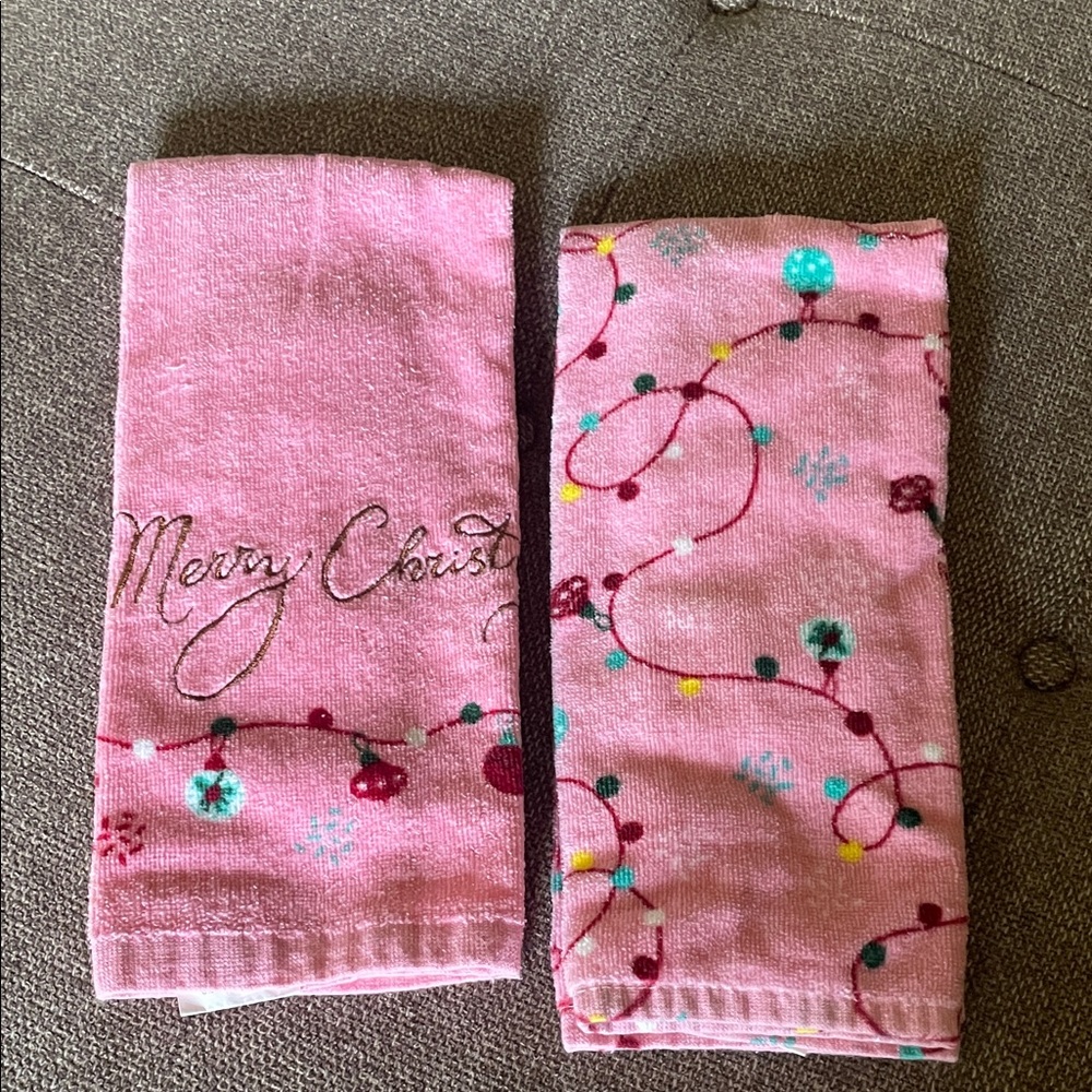 Pink Christmas Hand Towels